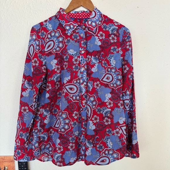 Floral Red and Blue Women's Top - Picture 1 of 6